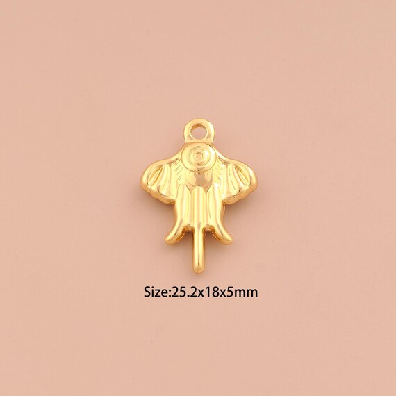 18K Gold Puffed Swallow Charms,Flying Charms Pendants,Animal Charm for DIY Jewelry Making Supply