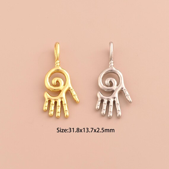 18K Gold Hamsa Charms,Fatima Charms Pendants,Hand Charm for DIY Jewelry Making Supply