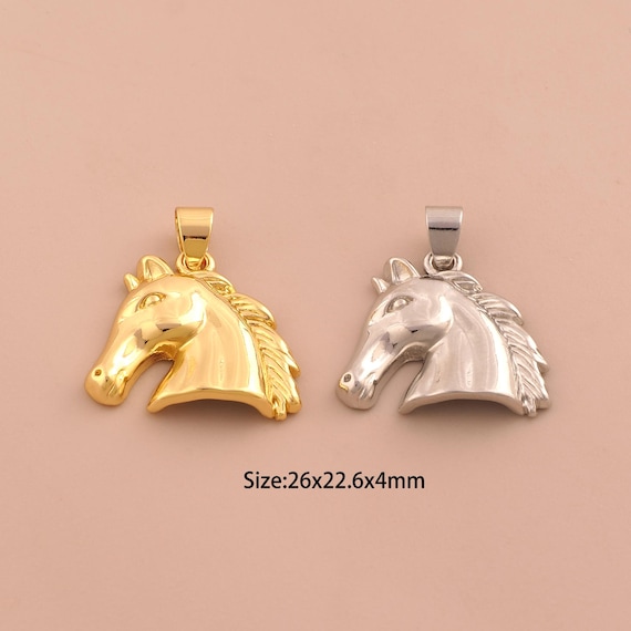 18K Gold Horse Charms,Animal Charms Pendants,Horse Charm for DIY Jewelry Making Supply