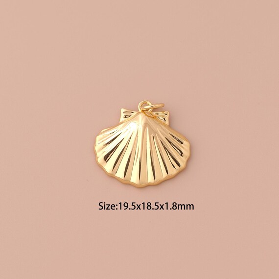 18K Gold Shell Charms,Minimalist Charms Pendants,Shell Charm for DIY Jewelry Making Supply