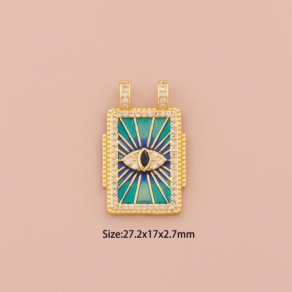 18K Gold Evil Eye Charms,CZ Pave Minimalist Charms Pendants,Devil Eye Charm for DIY Jewelry Making Supply