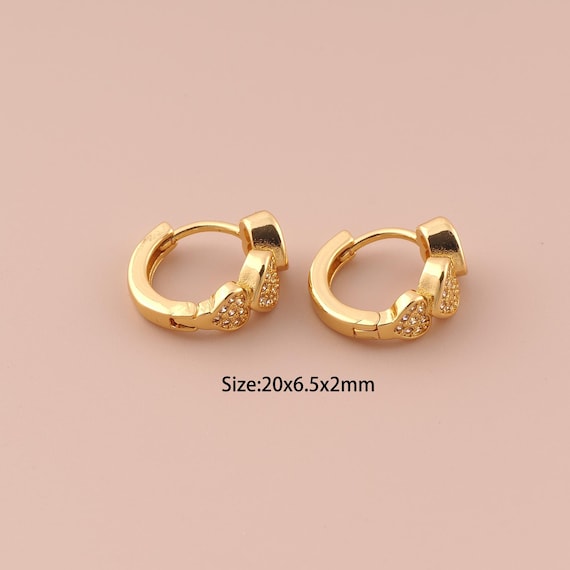 18K Gold Heart Earrings,CZ Pave Hugging Hoop Earrings,Hoop Earrings,Hypoallergenic Hoop Earrings,Gift for Her