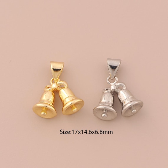 18K Gold Bell Charms,Bell Charms Pendants,Bell Charm for DIY Jewelry Making Supply