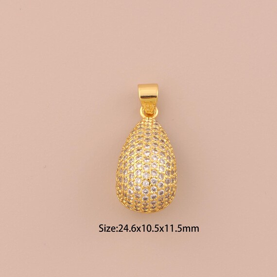 18K Gold Water Drop Charms,CZ Pave Water Drop Charms Pendants,Water Drop Charm for DIY Jewelry Making Supply