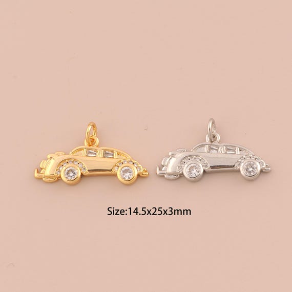 18K Gold Luxury Car Charms,CZ Pave Car Charms Pendants,Luxury Car Charm for DIY Jewelry Making Supply