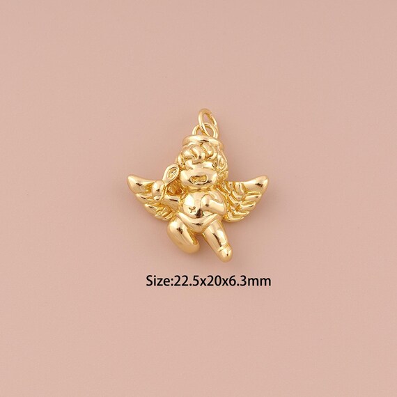 18K Gold Angel Charms,Minimalist Charms Pendants,Angel Charm for DIY Jewelry Making Supply