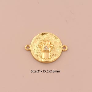18K Gold Tier Pfote Stecker, CZ Pave Runde Stecker Charms, Tier Pfote Stecker für DIY Schmuckherstellung Versorgung