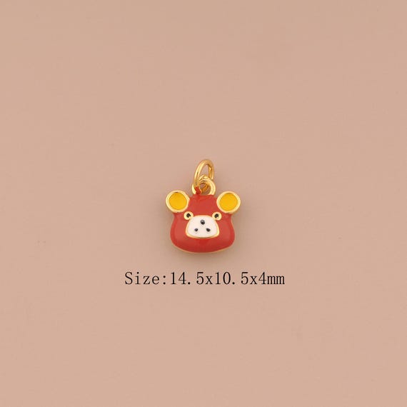 18K Gold Cow Charms,Enamel Animal Charms Pendants,Cow Charm for DIY Jewelry Making Supply