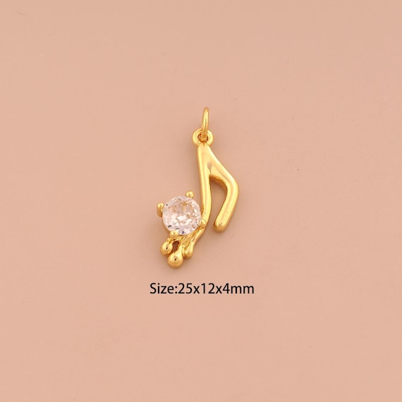 18K Gold Music Note Charms,CZ Pave Symbol Charms Pendants,Music Note Charm for DIY Jewelry Making Supply