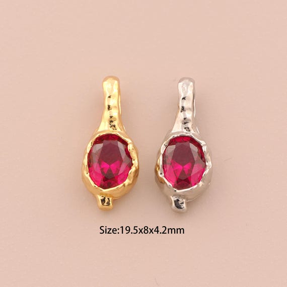 18K Gold Oval Charms,CZ Pave Oval Charms Pendants,Oval Charm for DIY Jewelry Making Supply