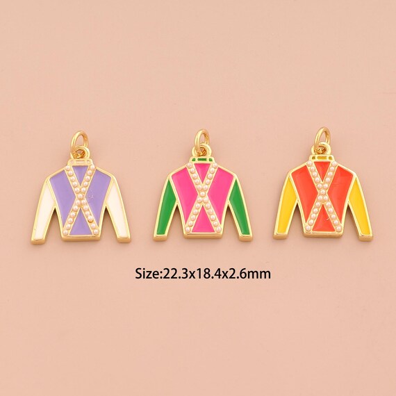 18K Gold Outerwear Charms,Enamel Clothing Charms Pendants,Outerwear Charm for DIY Jewelry Making Supply