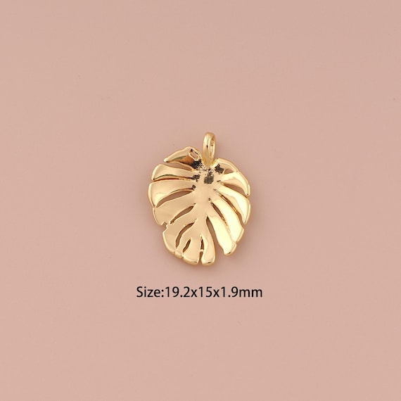18K Gold Leaf Charms,Minimalist Charms Pendants,Leaf Charm for DIY Jewelry Making Supply