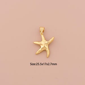 18K Gold Starfish Charms,Minimalist Charms Pendants,Starfish Charm for DIY Jewelry Making Supply