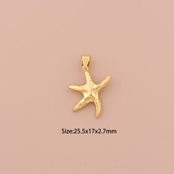 18K Gold Starfish Charms,Minimalist Charms Pendants,Starfish Charm for DIY Jewelry Making Supply