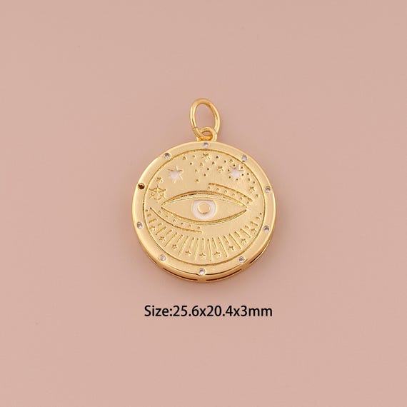 18K Gold Evil Eye Charms,Minimalist Charms Pendants,Devil Eye Charm for DIY Jewelry Making Supply