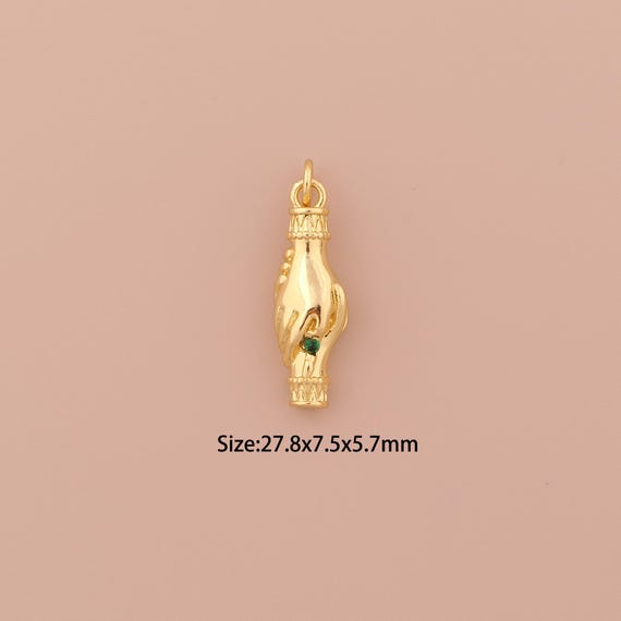 18K Gold Hand Charms,CZ Pave Minimalist Charms Pendants,Hand Charm for DIY Jewelry Making Supply