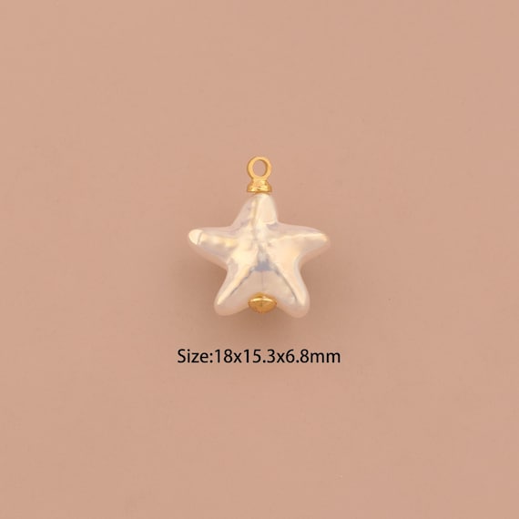 18K Gold Starfish Charms,Fritillaria Starfish Charms Pendants,Starfish Charm for DIY Jewelry Making Supply