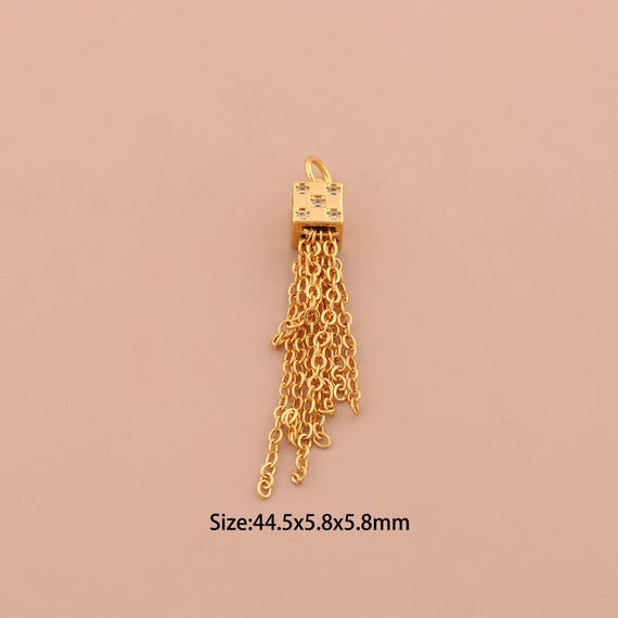 18K Gold Dice Charms,CZ Pave Polyhedron Charms Pendants,Tassel Charm for DIY Jewelry Making Supply