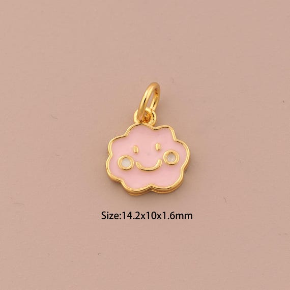 18K Gold Cloud Charms,Enamel Minimalist Charms Pendants,Cloud Charm for DIY Jewelry Making Supply