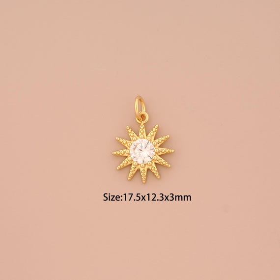 18K Gold Polaris Charms,CZ Pave Polaris Charms Pendants,Polaris Charm for DIY Jewelry Making Supply