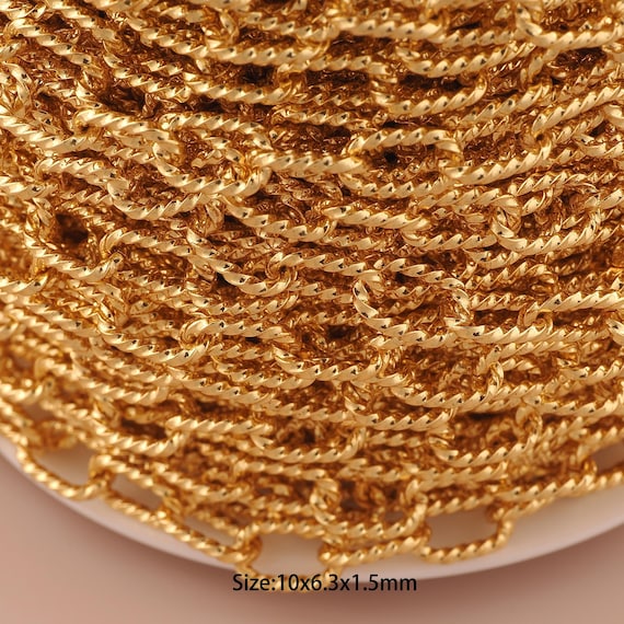 3.28 Feet 18K Gold Twist Chain,Special Chain,Semi-Finished Chain for DIY Jewelry Making Supply