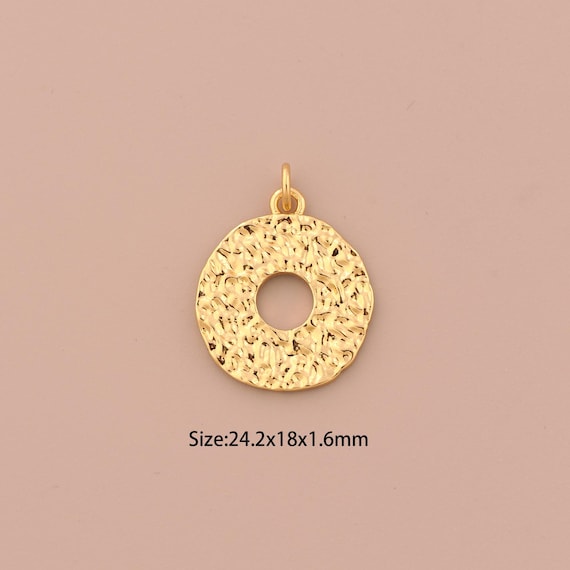 18K Gold Round Charms,Minimalist Charms Pendants,Round Charm for DIY Jewelry Making Supply
