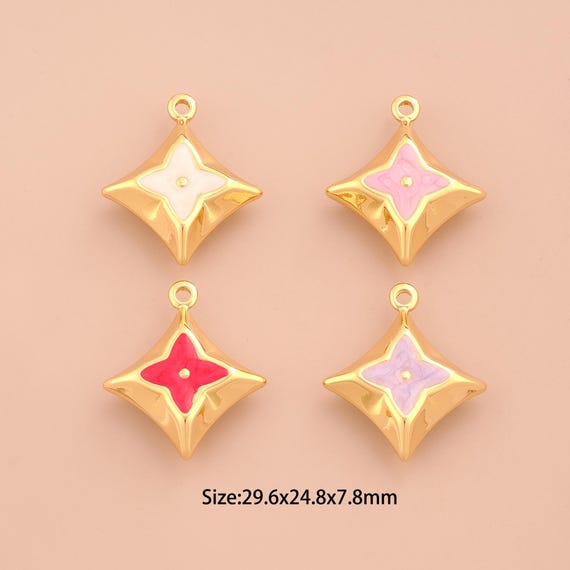 18K Gold Star Charms,Enamel Celestial Charms Pendants,Starburst Charm for DIY Jewelry Making Supply