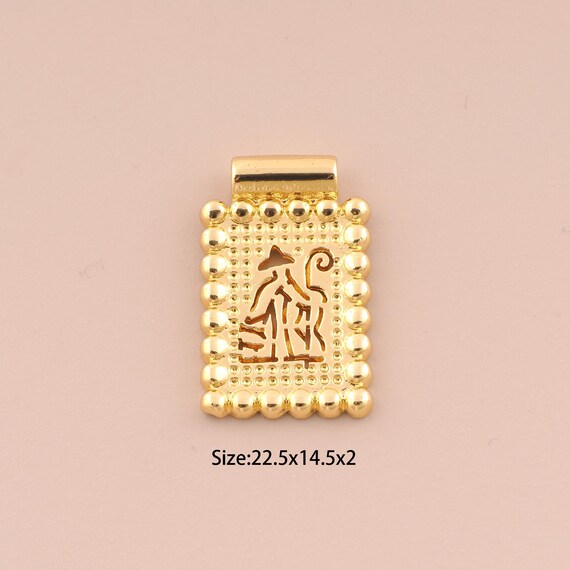 Gold Priest Charm 18K Gold Square Pendant Missionary Necklace Religious Charm DIY Jewelry Supplies