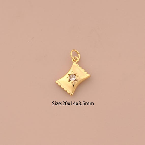 18K Gold Candy Charms,CZ Pave Sweet Charms Pendants,Candy Wrap Charm for DIY Jewelry Making Supply