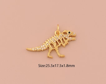 Charms animaux en or 18 carats, pendentifs à breloques minimalistes pavé CZ, breloque animal pour la fabrication de bijoux à bricoler soi-même