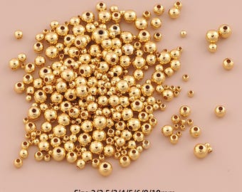 100 Pcs 18K Gold Ball Spacer Bead,Round Bead,Gold Ball Bead for DIY Jewelry Making Supply