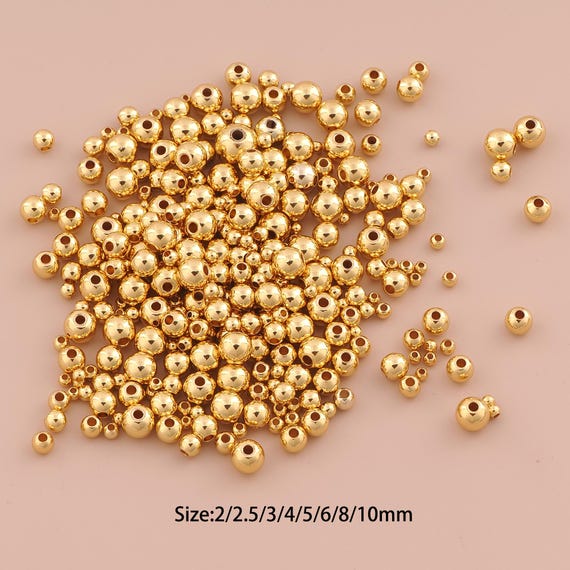 100 Pcs 18K Gold Ball Spacer Bead,Round Bead,Gold Ball Bead for DIY Jewelry Making Supply