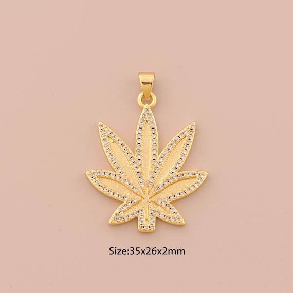 18K Gold Maple Leaf Charms,CZ Pave Leaf Charms Pendants,Plant Charm for DIY Jewelry Making Supply