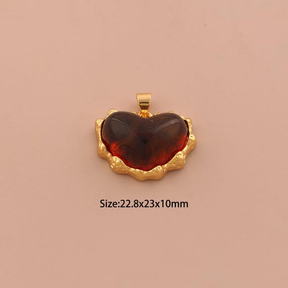 18K Gold Heart Charms,Acrylic Love Charms Pendants,Heart Charm for DIY Jewelry Making Supply