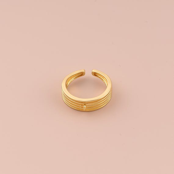 18K Gold Open Rings,Wide Rings,Thick Gold Rings for DIY Jewelry Making Supply