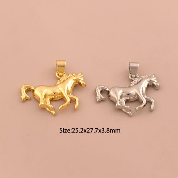 18K Gold Horse Charms,Animal Charms Pendants,Horse Charm for DIY Jewelry Making Supply