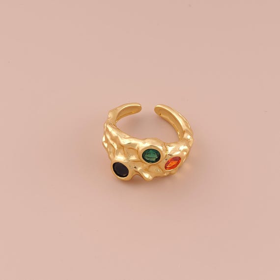 18K Gold Open Rings,Wide Rings,Thick Gold Rings for DIY Jewelry Making Supply