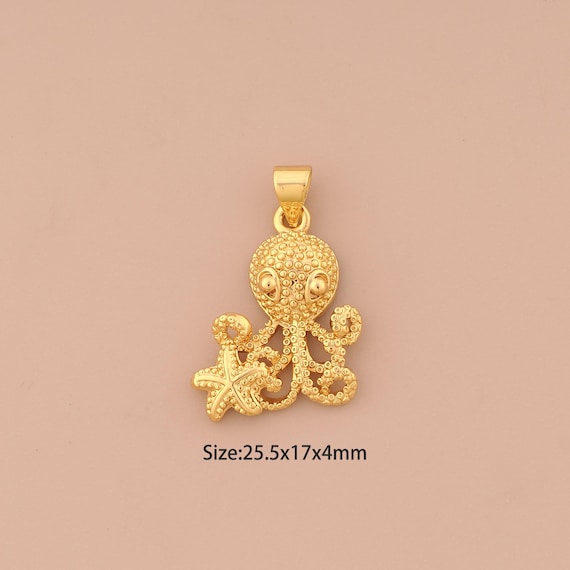 18K Gold Starfish Charms,Marine Life Charms Pendants,Octopus Charm for DIY Jewelry Making Supply