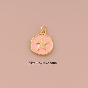 18K Gold Starfish Charms,Enamel Minimalist Charms Pendants,Starfish Charm for DIY Jewelry Making Supply