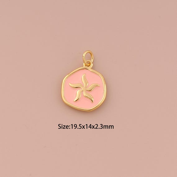 18K Gold Starfish Charms,Enamel Minimalist Charms Pendants,Starfish Charm for DIY Jewelry Making Supply