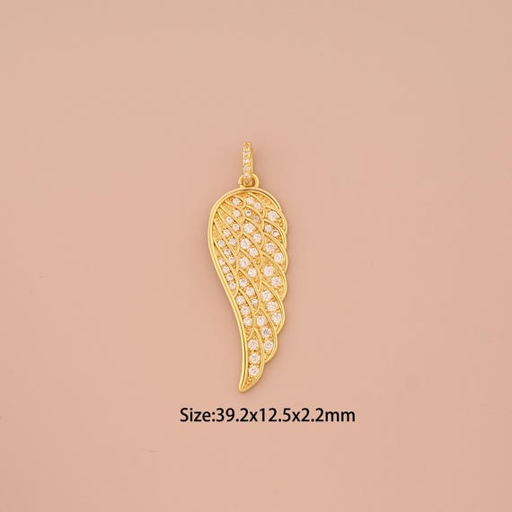 18K Gold Angel Wings Charms,CZ Pave Animal Wings Charms Pendants,Wings Charm for DIY Jewelry Making Supply