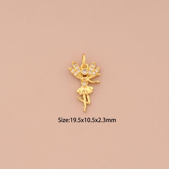 18K Gold Elf Charms,CZ Pave Elf Charms Pendants,Elf Charm for DIY Jewelry Making Supply