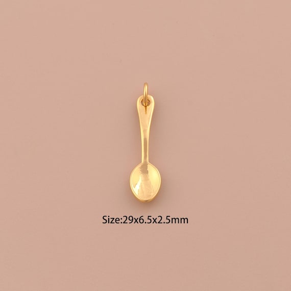 18K Gold Tableware Charms,Spoon Charms Pendants,Tableware Charm for DIY Jewelry Making Supply