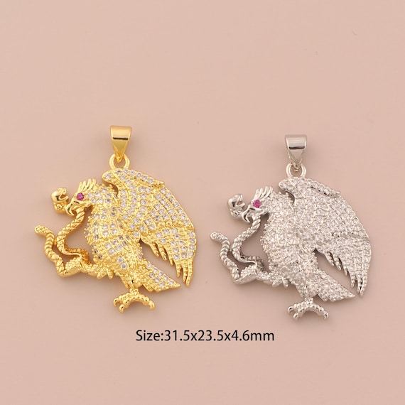 18K Gold Eagle Charms,CZ Pave Eagle Charms Pendants,Animal Charm for DIY Jewelry Making Supply