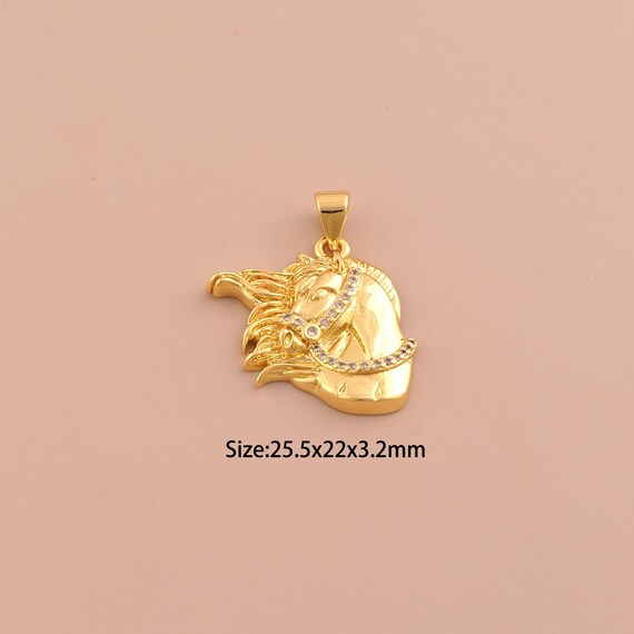 18K Gold Horse Charms,CZ Pave Animal Charms Pendants,Horse Charm for DIY Jewelry Making Supply
