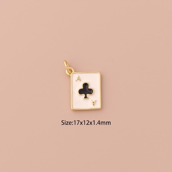 18K Gold Playing Card Charms,Enamel Minimalist Charms Pendants,Playing Card Charm for DIY Jewelry Making Supply