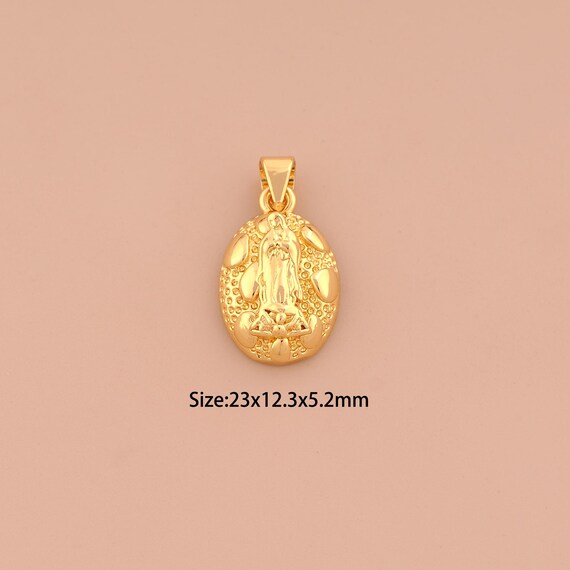 18K Gold Virgin Mary Charms,Religion Charms Pendants,Catholic Charm for DIY Jewelry Making Supply