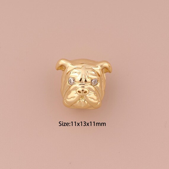 18K Gold Dog Spacer Bead,Minimalist Bead,Animal Bead for DIY Jewelry Making Supply