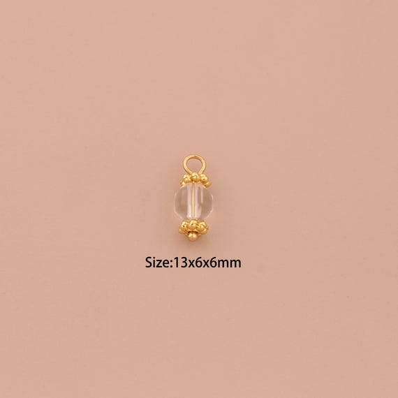18K Gold Energy Stone Charms,Natural Stone Charms Pendants,Stone Charm for DIY Jewelry Making Supply