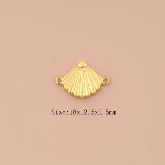18K Gold Shell Connector,Oyster Connector Charms,Shell Connector for DIY Jewelry Making Supply